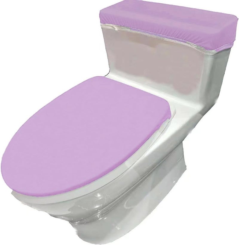 Madeals Velvet Toilet Lid Cover and Toilet Tank Lid Cover Fabric Cover for A Lid Toilet Tank Lavender - Image 2